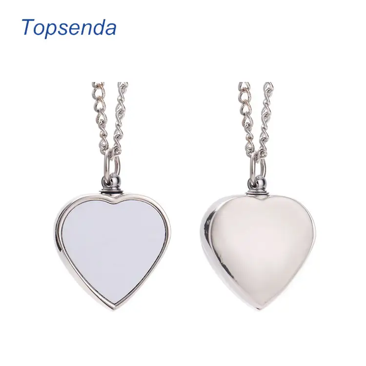 Regalo unico a forma di cuore per gli amici di famiglia amati collana con urna per foto personalizzata in bianco a sublimazione commemorativa