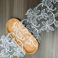 Dentelle brodée soluble dans l'eau de 18 cm, motif floral en écailles de poisson, style vintage, pour robe de mariée, Hanfu, robe de soirée formelle pour femme