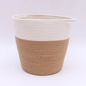 Multi-sized 2 Pedaços de Corda de Algodão Natural Cestos De Armazenamento Caixas do Organizador Para Home Decor