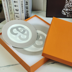 Hot Sale 2pcs Nordic Luxury Grey Runway Restaurant <b>Set</b> Porcelain Plate with Gift Box - Product Image 1