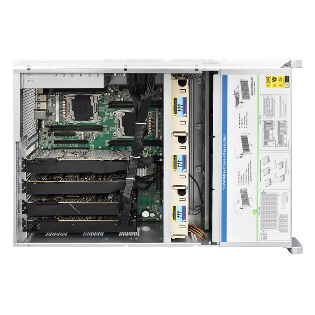 4 Gpu Server case with Dual Cpu Motherboard For Xeon E5 Portable 4U Gpu Ai Server case Computer Servers with Gpu Cards