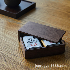 Caja de té de madera de estilo chino, recipiente rectangular pequeño para té, almacenamiento portátil para viajes, para envasado de té - Product Image 3