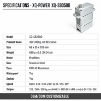 Servomoteur Robuste XQ-POWER XQ-S9350D 390kg 30V avec Engrenage en Acier Inoxydable et Boîtier Entièrement en Aluminium, Moteur Brushless pour Bras Robotique