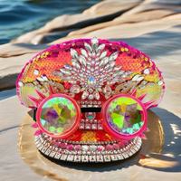 Chapeaux de Capitaine Steampunk Arc-en-ciel à Paillettes pour Festival Burning Man, Vente en Gros, MOQ 3