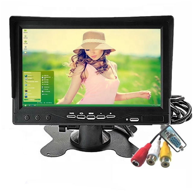 Portable Computer 7 Inch TFT LCD Color Monitor 1024x600 Full View Display Screen VGA CVBS AV Video for PC CCTV Home Security