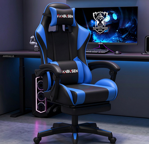 Silla de Juego Ergonómica de Cuero PU, Silla de Escritorio Giratoria con Altura Ajustable y Reposapiés para Oficina en Casa - Product Image 3