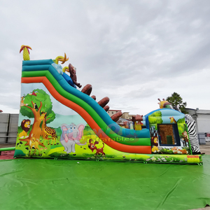 Double sided kids outdoor party jumpers bounce house <b>large</b> bouncy castle toboggan gonflable inflatable safari <b>slide</b> - Product Image 2