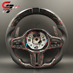 Volante LED de Fibra de Carbono Forjado Rojo Personalizado para <span class=keywords><strong>BMW</strong></span> G11 G20 G21 G22 G30 M2 G87 M3 G80 G81 M4 G42 G82 M5 F90 G05 G06 X3M F97 - Product Image 1