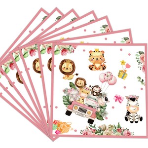 Ensemble de vaisselle de fête sur le thème du zoo de la jungle, assiettes en papier, gobelets, serviettes, fournitures de fête jetables, décorations d'anniversaire pour enfants - Product Image 5