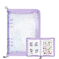 Nouvelle mode, classeur à 5 anneaux en PVC transparent avec paillettes laser, classeur A6 à motif d'étoiles laser, album photo transparent détachable