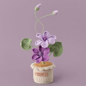 Handmade Finished Hand-knit Crochet Tung <b>Tree</b> Flower Pot Plant for Valentine's Day Graduation Father's Day Halloween - Product Image 5