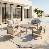 Ensemble de salon de jardin J&M en pierre grainée avec structure en aluminium, mobilier d'extérieur pour villa et jardin