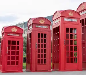 European Retro London Metal Vintage Telephone Booth Decor Creative Architectural Model Decoration Home Crafts