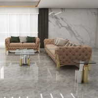Canapé de salon moderne en acier inoxydable de luxe, vente chaude, 2-3 places, revêtement en velours, pour la maison et l'hôtel