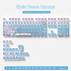 Keycaps CBSA Profile <span class=keywords><strong>Elysia</strong></span> trasparenti su quattro lati in PBT e PC, stampa a sublimazione per tastiera meccanica con switch MX - Product Image 1