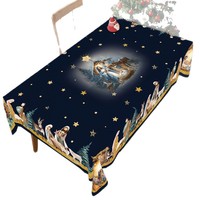 Nouvelle nappe de Noël en polyester tissé à motifs floraux, sapin de Noël, bonhomme de neige, élan, écologique, imperméable, résistante à l'huile