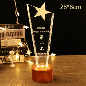 Fábrica al por mayor Led cristal <span class=keywords><strong>madera</strong></span> <span class=keywords><strong>trofeos</strong></span> medallas placas diseño personalizado Champions League trofeo con Base de <span class=keywords><strong>madera</strong></span> Led - Product Image 5
