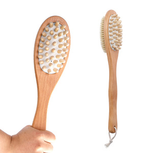 Wanmei Bath <b>Scrub</b> <b>Brush</b> <b>Long</b> <b>Handle</b> Oval Wood Massage <b>Brush</b> For Men And Adults Body Foot Care - Product Image 2