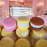Jouet anti-stress à presser en mousse souple Kawaii, en forme de biscuit sandwich macaron pastel, à remontée lente, parfumé, style pâtisserie, boîte surprise