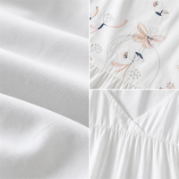 Robe midi en coton 180 GSM pour femme, décontractée, de soirée, brodée, taille empire, coupe trapèze, motif floral, confortable, logo personnalisé, OEM ODM, tailles XS-5XL