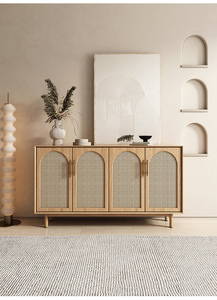 Buffet en bois massif et <span class=keywords><strong>rotin</strong></span>, meuble de rangement à quatre portes pour le salon, <span class=keywords><strong>armoire</strong></span> moderne et créative pour le porche - Product Image 3