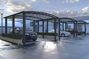 Cochera Moderna Impermeable de Aluminio con Techo de Policarbonato <span class=keywords><strong>para</strong></span> Estacionamiento Exterior - Product Image 4