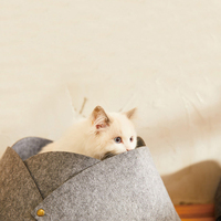 Nid de chat en feutre pétale créatif coussin semi-fermé lit d'intérieur pour animaux de compagnie