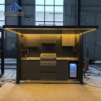 Unit Memasak Taman All-In-One Desain Terbaru 2026 dari Baja Anti Karat dengan Kanopi Angkat Hidrolik Elektrik untuk Dapur Luar Ruangan Sepanjang Musim