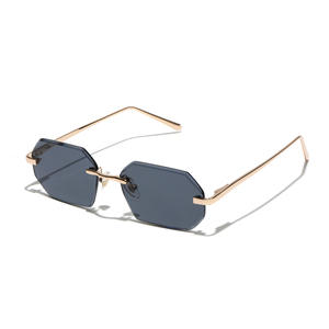 Lmamba 2159 Custom Europe Hot Selling Retro Men High Quality Metal Sunglasses UV400 Gradient Shades Rimless Polygon <strong>Sun</strong> <strong>Glasses</strong> - Product Image 5