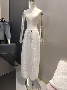Pantalon capri ample plissé taille haute 100 % <span class=keywords><strong>lin</strong></span> pour <span class=keywords><strong>femme</strong></span>, coupe décontractée, <span class=keywords><strong>blanc</strong></span>, idéal pour l'été - Product Image 2