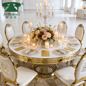 Mesas redondas de boda de lujo con tablero de MDF blanco y base de acero inoxidable - Product Image 6