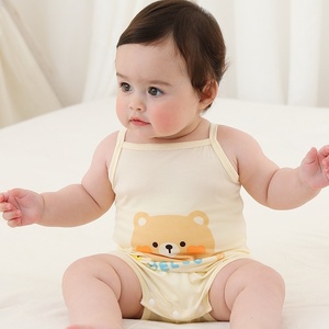 Peto de bebé con tirantes, de modal fino para verano, con banda elástica, ropa de una pieza para niños, camiseta sin mangas, para el hogar y la escuela - Product Image 2
