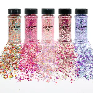 Shinein 4.5g 10g 2oz 1.5oz 3.5oz Holographic Glitter Shaker Chunky Glitter em Garrafas Shaker Contentores para Rosto e Corpo Prego Ofício