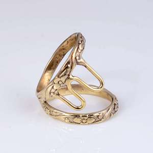 New Arrival Boho Floral Armor <b>Ring</b> Knuckle Brass Band <b>Women</b> Antique Finish Geometric Wire Double Finger for Wholesale OEM ODM - Product Image 5