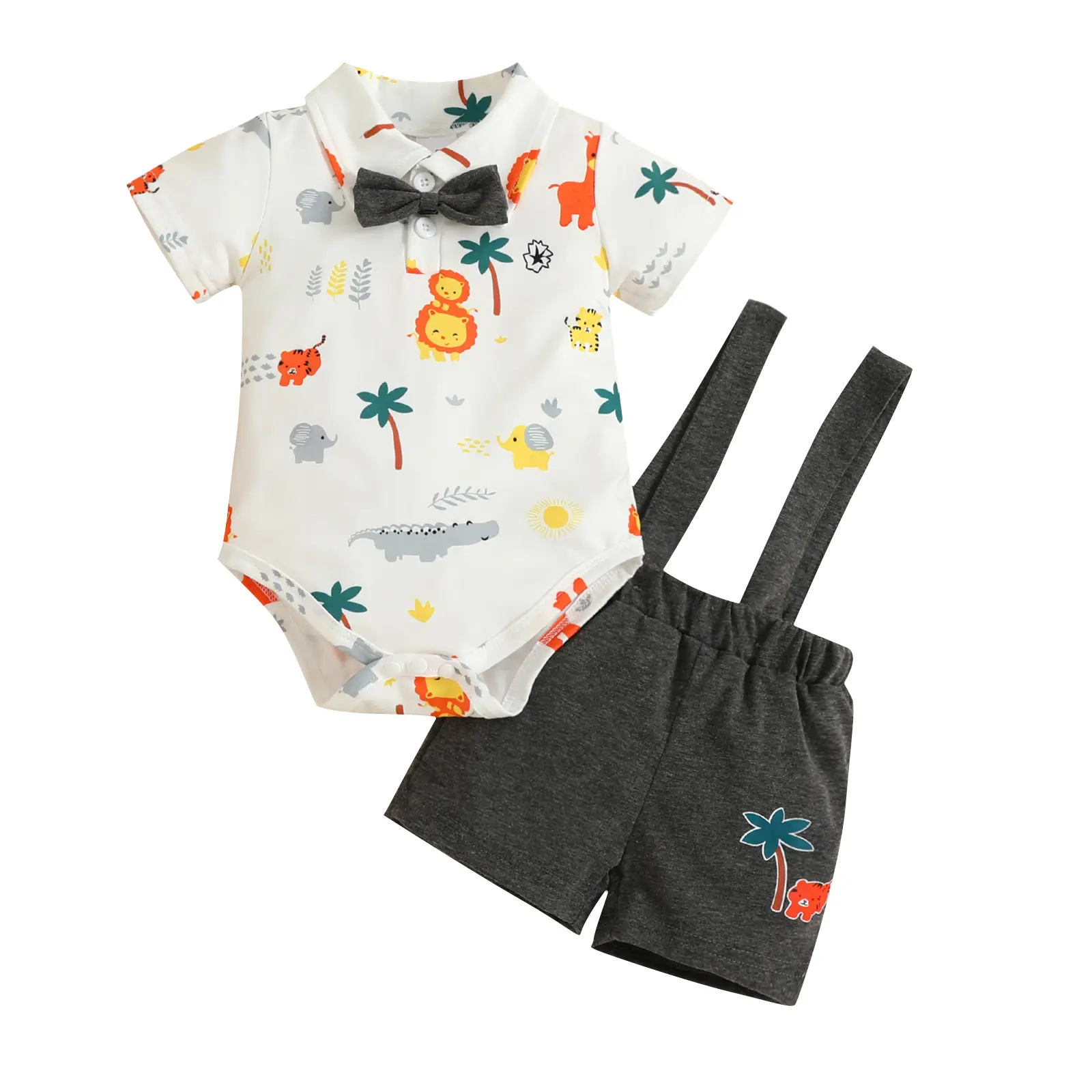 Vente en gros de vêtements d'été pour bébés, ensemble grenouillère pour bébés de 0 à 12 mois, pantalons courts, vêtements pour tout-petits garçons