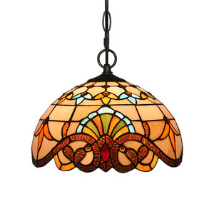 Blue Sky Lighting Stained Glass Pendant <b>Light</b> Round E26 LED Single-head Chandelier For <b>Dining</b> Room Home Decor - Product Image 5