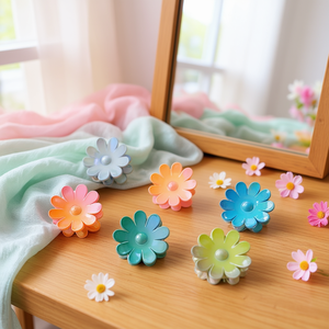 Pinzas para el Cabello con Forma de Flor de 8 cm, Coloridas, de Plástico, Estilo Dulce, para Mujeres y Niñas - Product Image 2