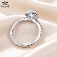 EMEJEWE Bague Éternité Halo en Argent 925 avec Moissanite 1 carat, Sertissage à Griffes, Bande Lisse Polie, pour Mariage, Anniversaire, Usage Quotidien