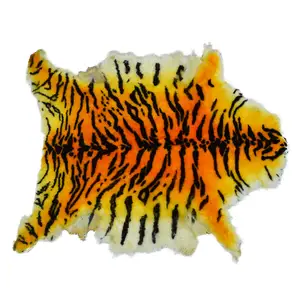 Alfombra de área Estilo elegante Tigre Leopardo Impreso Australia Alfombra de piel de oveja Felpa suave Alfombra ecológica Cojín de asiento de piel de oveja
