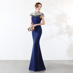 16038-1 #   Robe de mariée longue et élégante à queue de poisson pour fiançailles, soirée et cérémonie de mariage - Product Image 5
