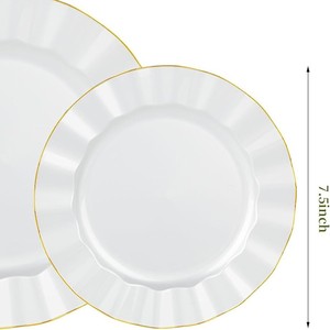 <span class=keywords><strong>Piatti</strong></span> di Plastica Usa <span class=keywords><strong>e</strong></span> Getta Resistenti <span class=keywords><strong>Bianco</strong></span> Perla con Bordo Dorato per Feste <span class=keywords><strong>e</strong></span> Matrimoni - Product Image 6