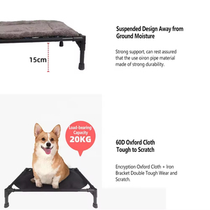 Portable Elevated <strong>Dog</strong> House with Striped Canopy | <strong>Outdoor</strong> Raised Cot <strong>Dog</strong> <strong>Bed</strong> with Iron Frame &amp; Oxford Fabric Weather Shelter - Product Image 6