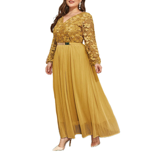 Abito da donna personalizzato Maxi a manica lunga in pizzo trasparente ricamato maglia africano taglie forti abito da sera - Product Image 4