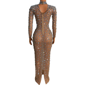 Verano brillante plata perlas diamantes <span class=keywords><strong>de</strong></span> imitación trajes <span class=keywords><strong>de</strong></span> baile para <span class=keywords><strong>mujer</strong></span> ropa club nocturno cantante Noche vestidos <span class=keywords><strong>de</strong></span> <span class=keywords><strong>gala</strong></span> - Product Image 4