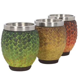 <span class=keywords><strong>Lot</strong></span> 3pcs Vintage Rights GTA33 Acier Inoxydable Résine Bière Tasses Fantaisie Jeu Dragon Oeuf Whisky Tasse pour Bar Water Party - Product Image 1