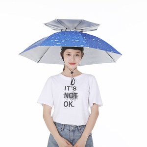 <span class=keywords><strong>Parapluie</strong></span> de tête avec chapeau en polyester noir et blanc, protection solaire et pluie pour adultes, idéal pour la pêche en extérieur, vente en gros à prix abordable - Product Image 2