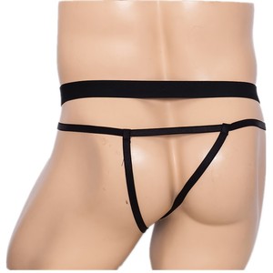 Men's Sexy Thong Underwear Black Nylon Elastic <b>Suspender</b> Ring Design For Adult Stimulation Special Occasion - Product Image 3