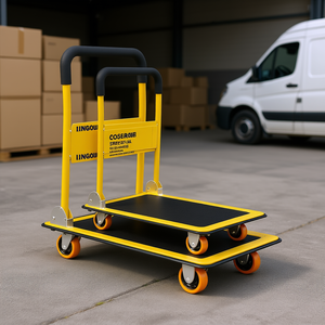 Chariot à main convertible Lingoub à quatre roues en acier, roues en caoutchouc silencieuses, chariot de courses portable pour le transport - Product Image 2