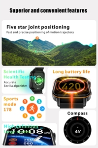 Smart Watch QX17 GPS 2.01 Inch Screen BT Call <b>Heart</b> Rate Health Monitoring 178 Sport Modes Smartwatch QX17 Smart Watch - Product Image 5