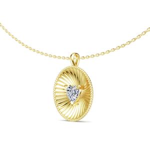 Joyería de diseño Original 925 corazón de plata Zirconia cúbica chapado en oro Sunburst rayos rayas círculo geométrico disco colgante collar - Product Image 2